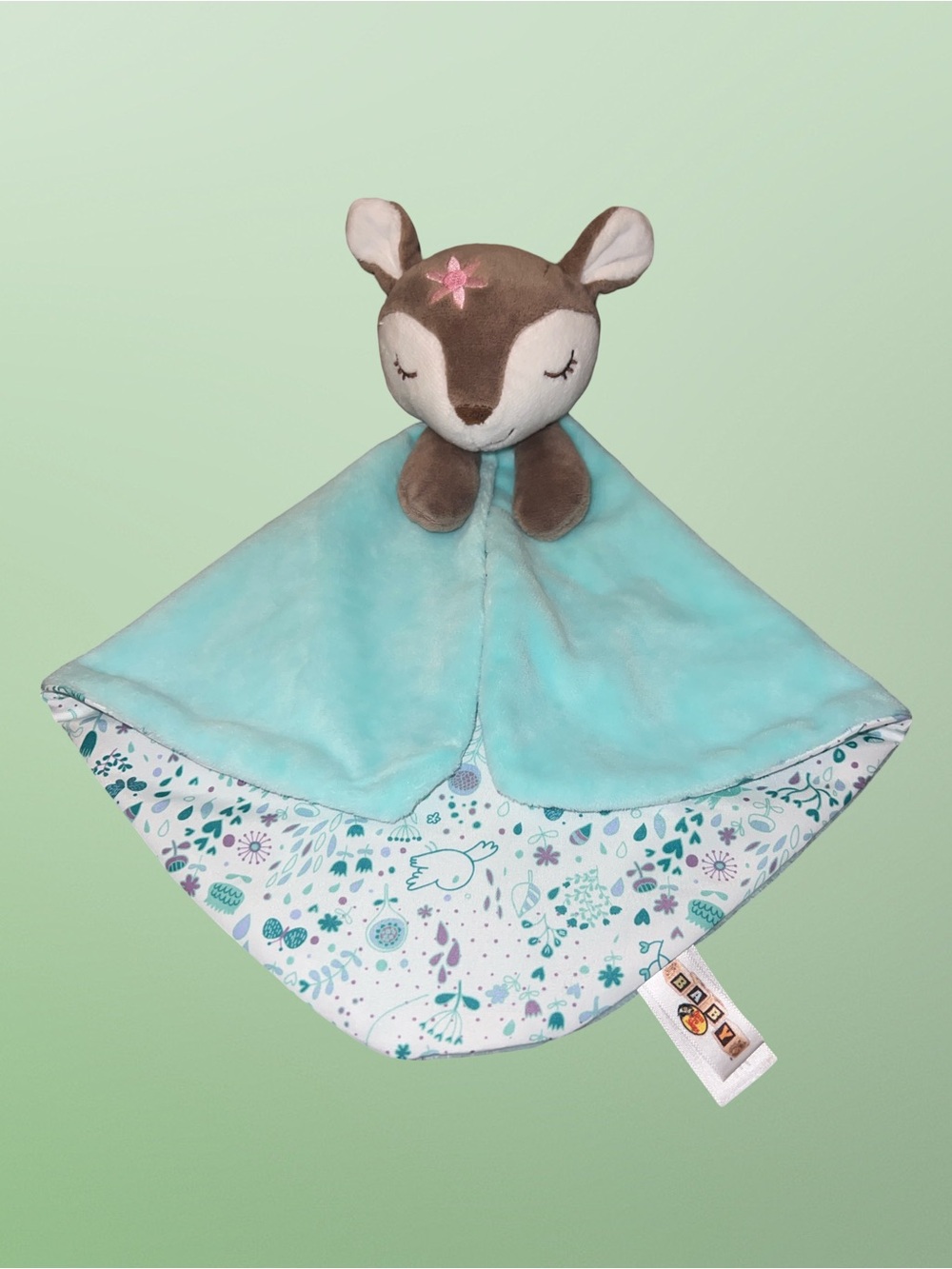 Baby Bass Pro Shop Deer Fawn Lovey Security Blanket Green
